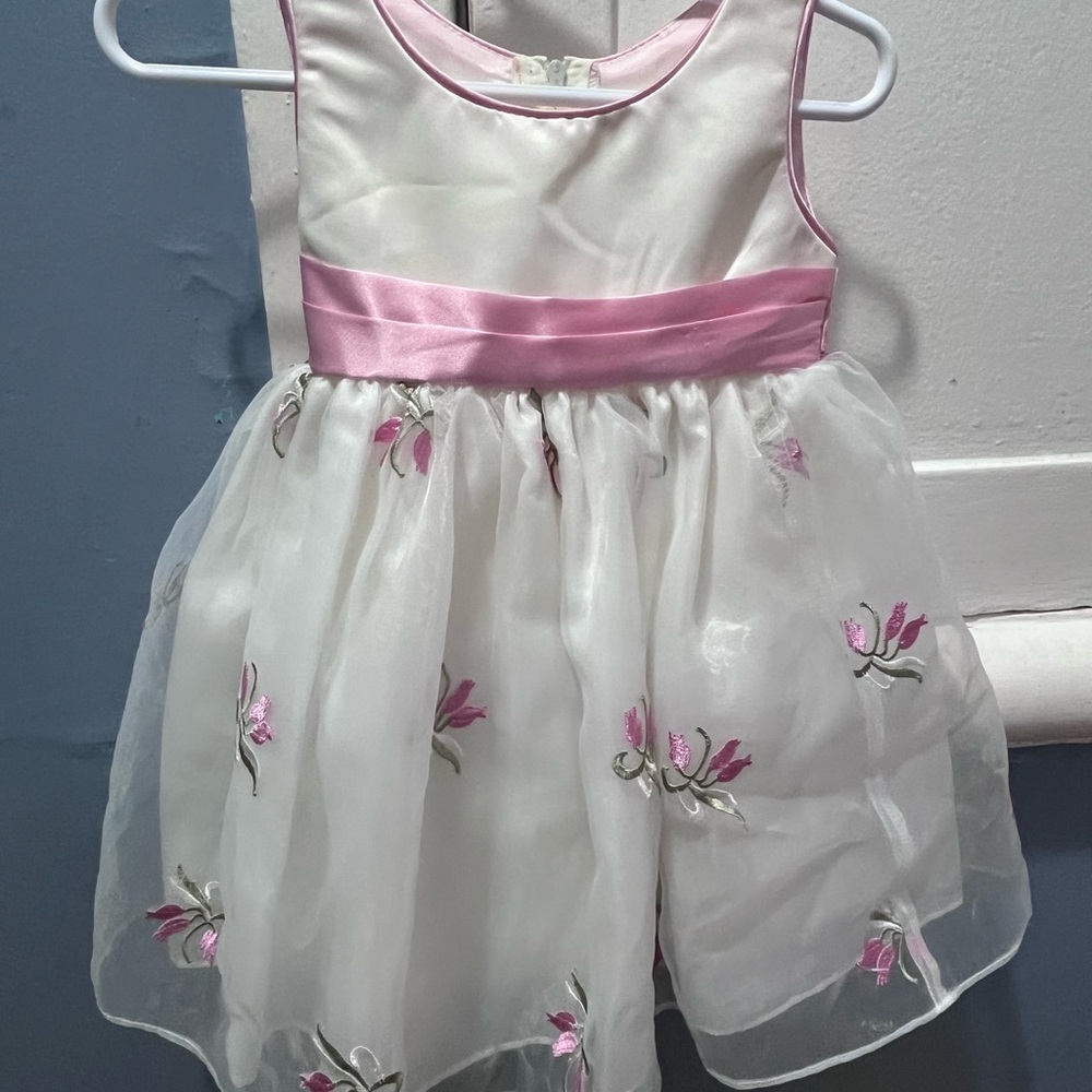 Pink and White Floral Dress